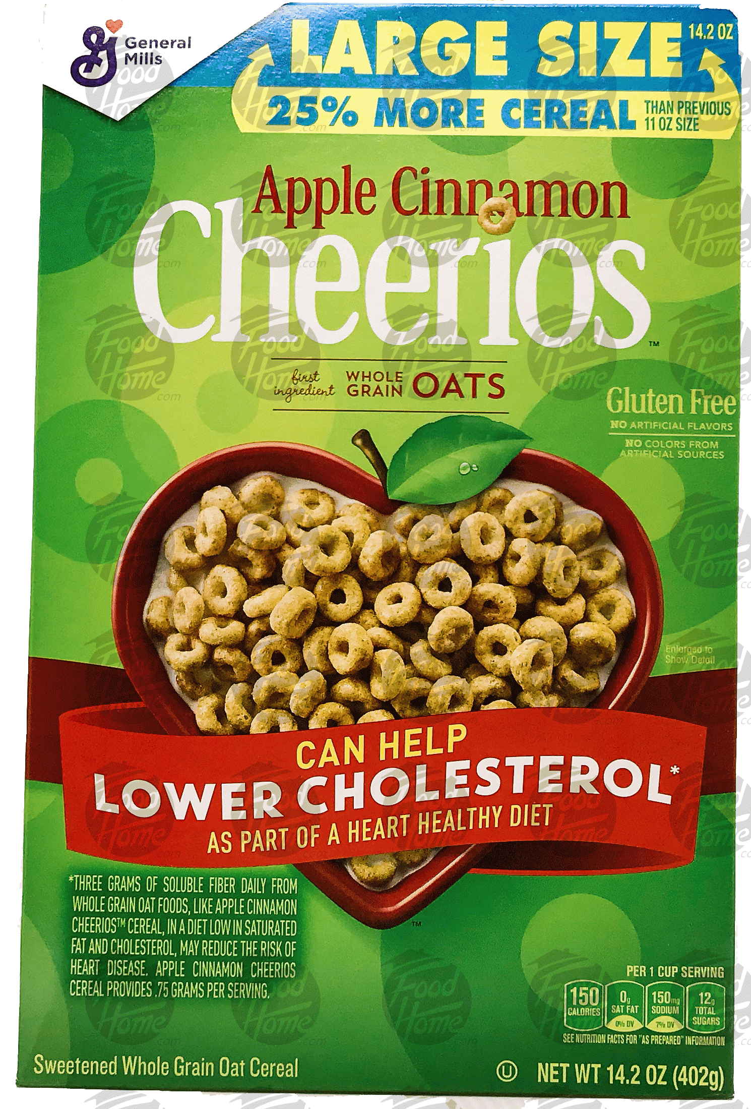 Cheerios Large Size apple cinnamon sweetened whole grain oat cereal, box Full-Size Picture